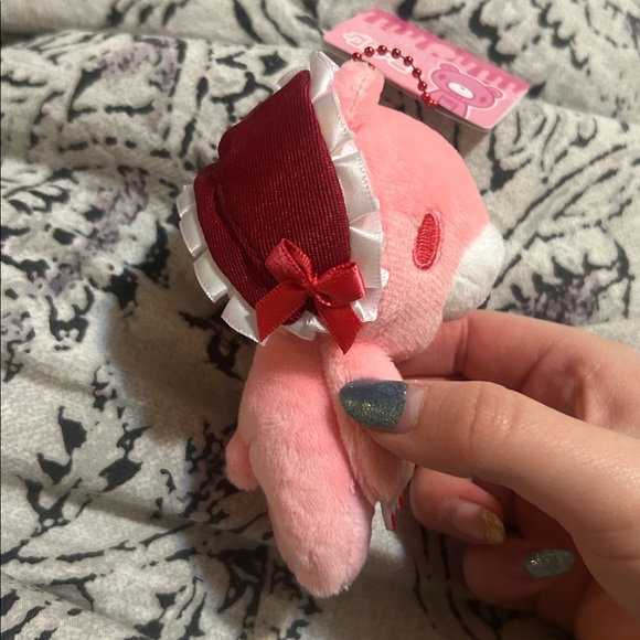 Gloomy Bear Pink Plush Bear bonnet Keychain Charm - Picture 4 of 6